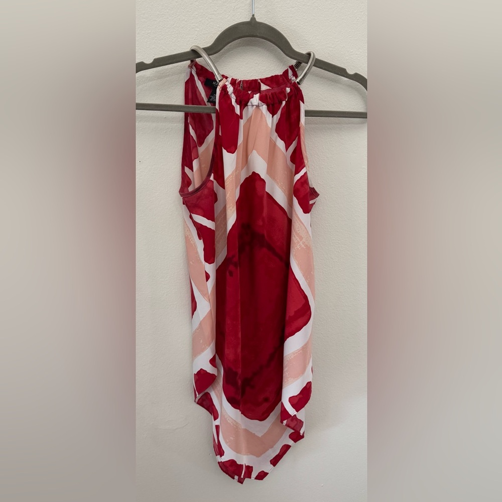 Alfani Red and Pink Asymmetrical blouse